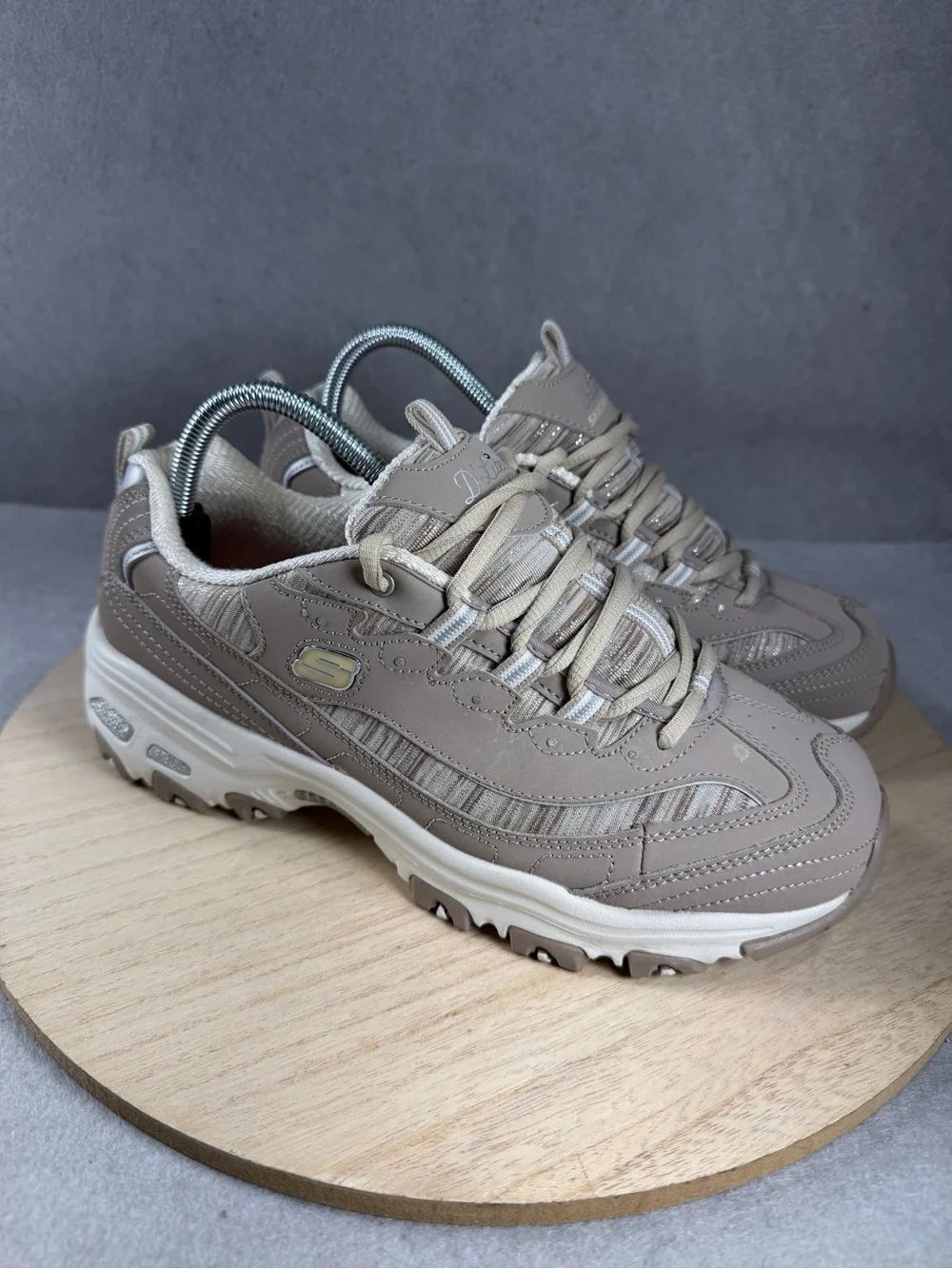 Skechers DLites Interlude Taupe Chunky Sneakers Womens Size 9.5 Wide 11978W